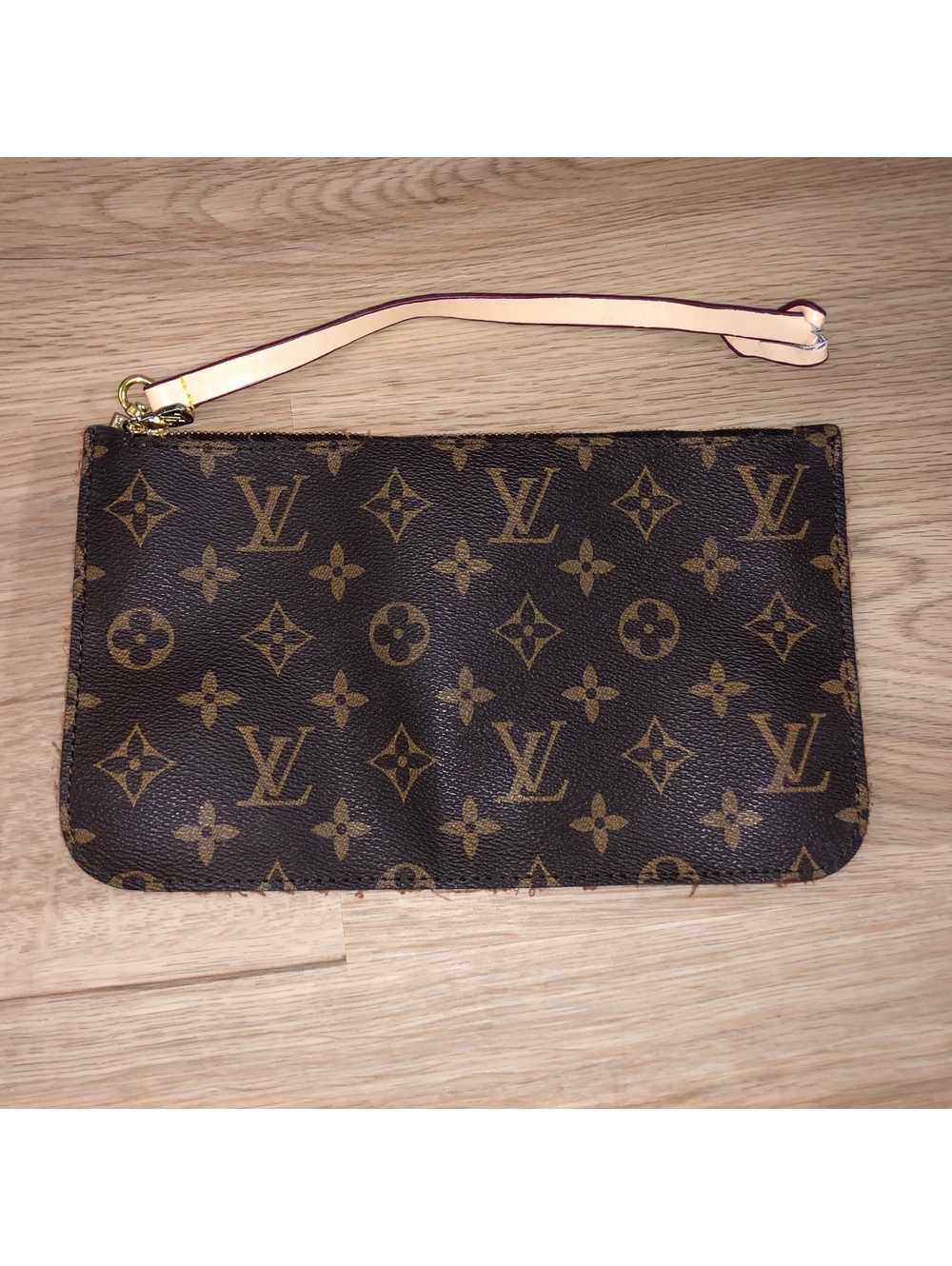 LOUIS VUITTON POCHETTE MONOGRAM WRISTLET CLUTCH SPORT CLUTCH BAG BROWN GOLD